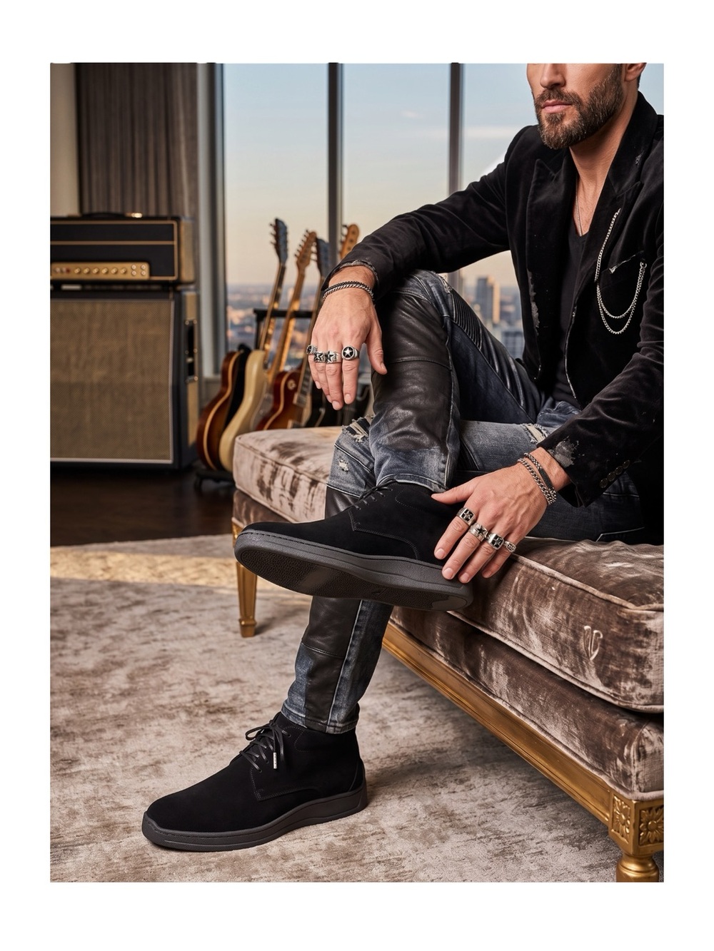 Johnston & Murphy ❁ Suede Lace Up Chukka Ankle Boots Handcrafted Shoe ❁ Black 11